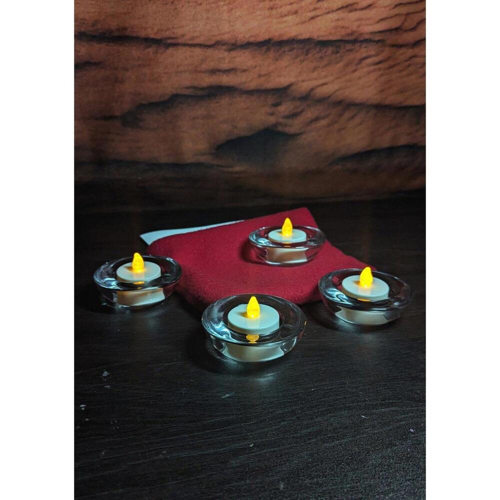 NEW IKEA Y2K Decor Clear Glass Tea Light Candle Holders Set Of 4.